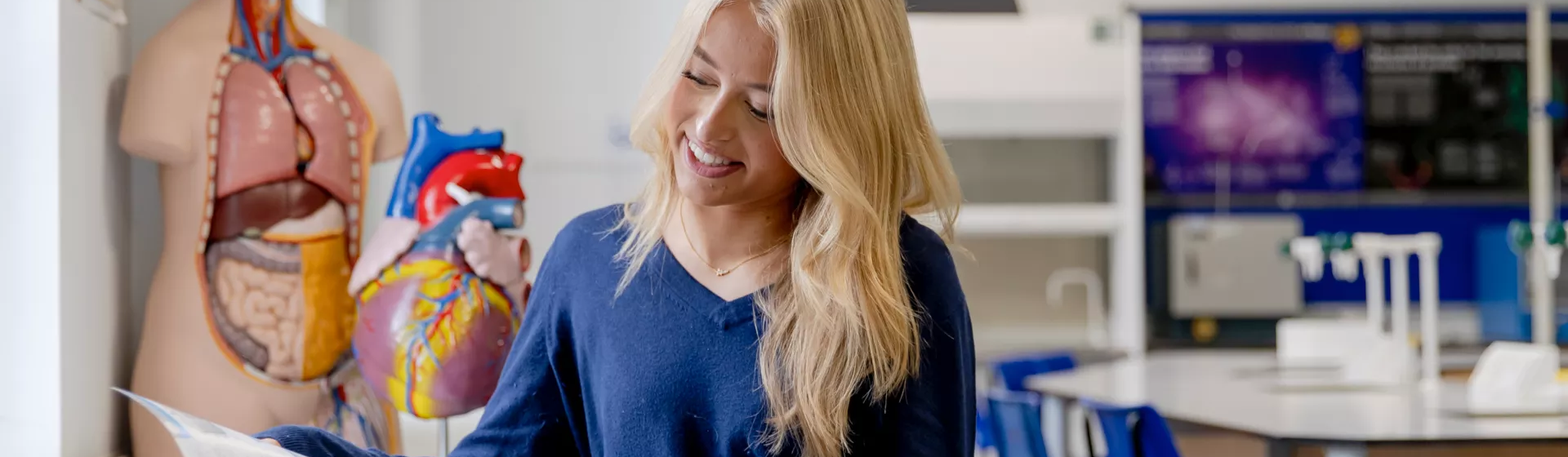 Female biology student in the lab